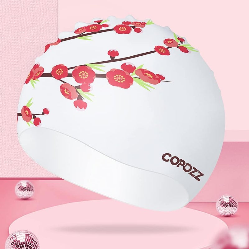 Copozz Adult Swim Caps, Silicone Waterproof Comfortable Swimming Cap for Women, Long and Short Hair - Image 5